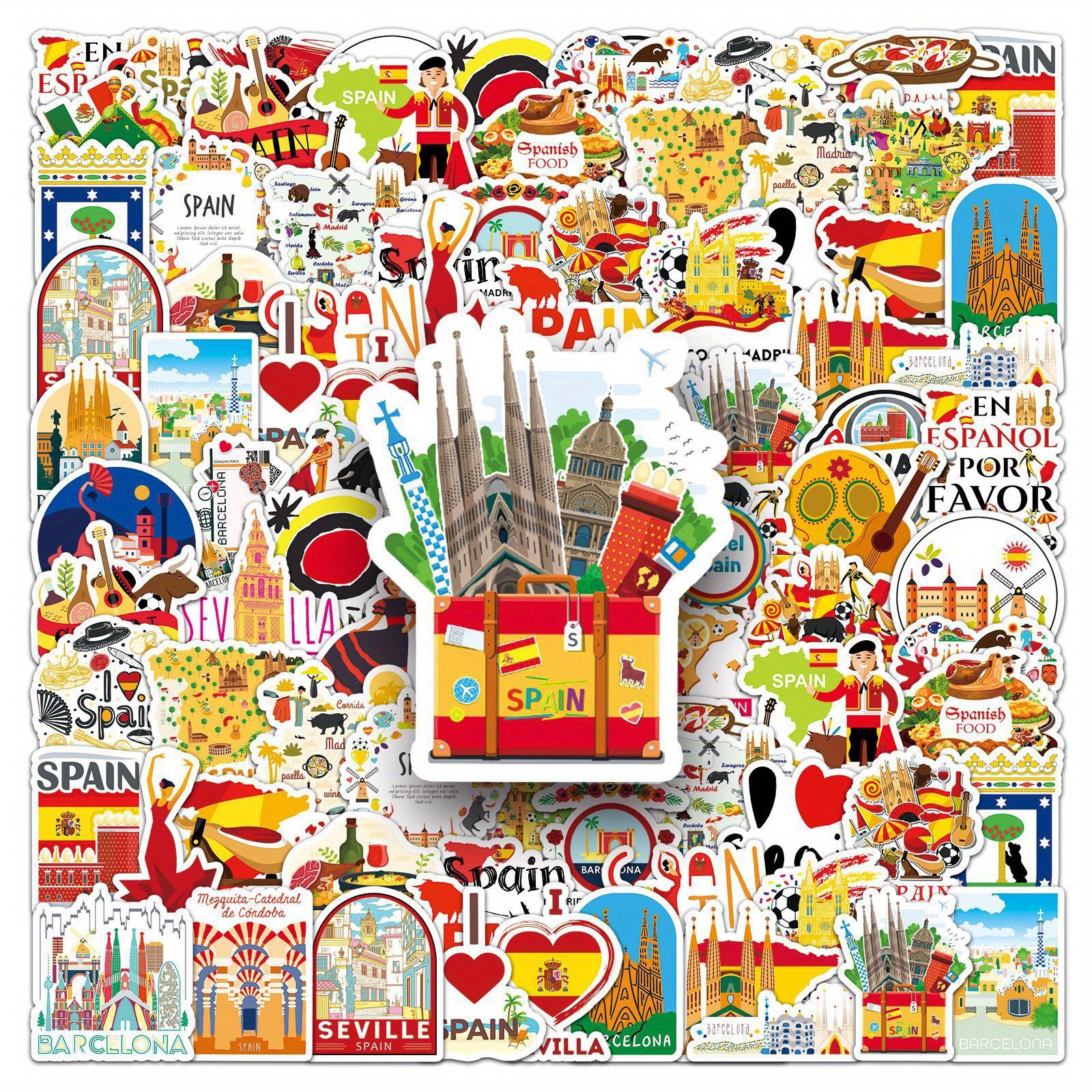 Cycling Journey - 50PCS Outdoor Travel in Spain Series