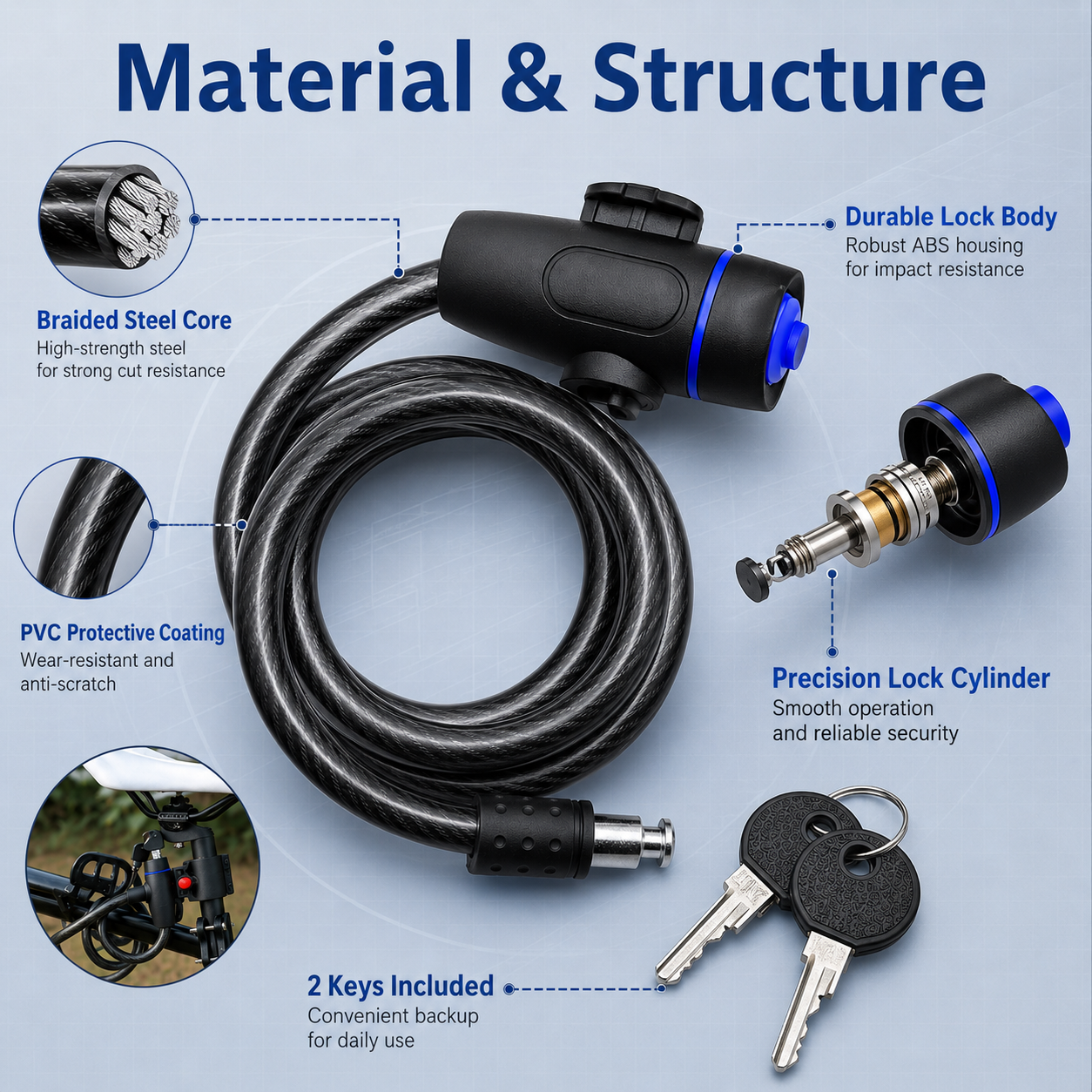 PINMOAP 1PC Universal Bike Loc - Commuter Bike Lock recensione e prezzo