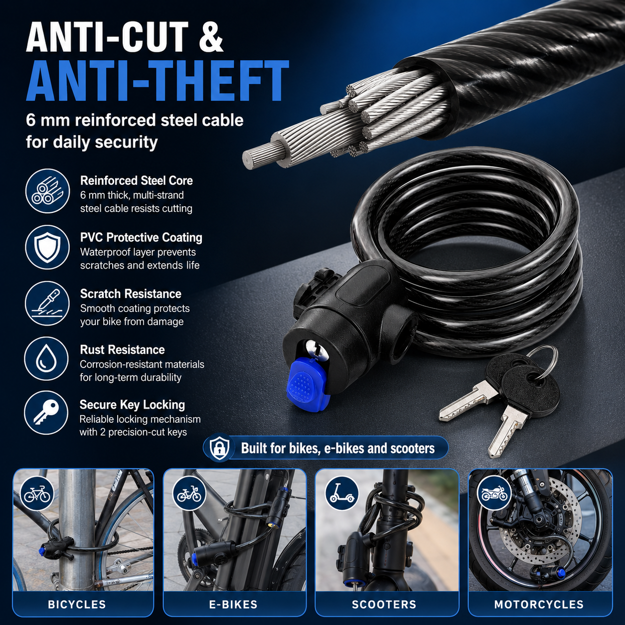 PINMOAP 1PC Bicycle Bike Lock  - Commuter Bike Lock recensione e prezzo