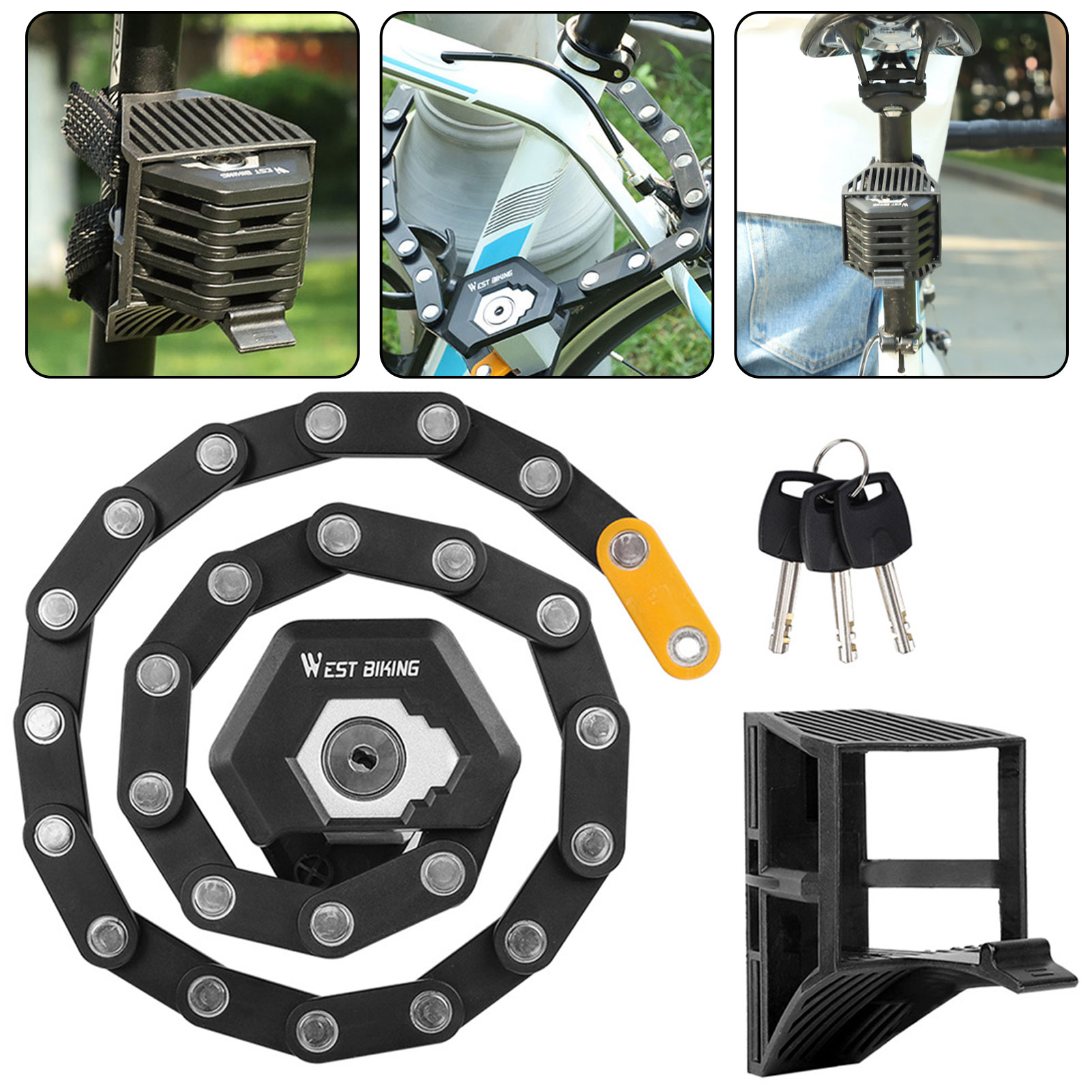 Portable Folding Chain Lock Fo - Commuter Bike Lock recensione e prezzo